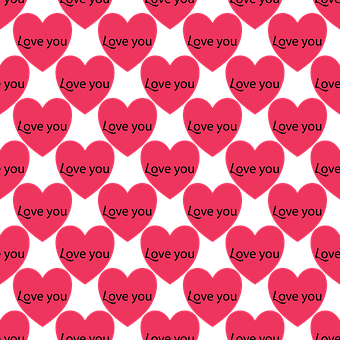 A Pattern Of Pink Hearts With Black Text