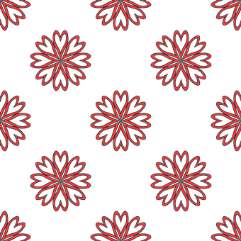 A Pattern Of Red Flowers On A Black Background