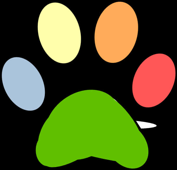 A Paw Print With Colorful Ovals PNG