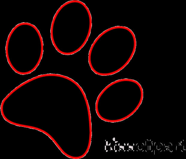 A Paw Print With Red Outline