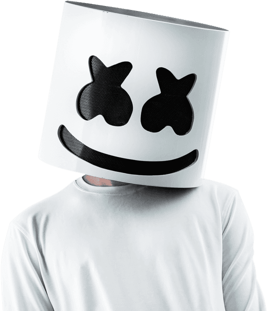 A Person Wearing A White Mask With A Smiley Face