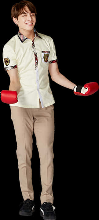 A Person Wearing Boxing Gloves PNG