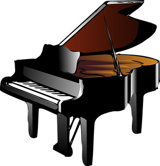 A Piano With A Brown And White Cover PNG
