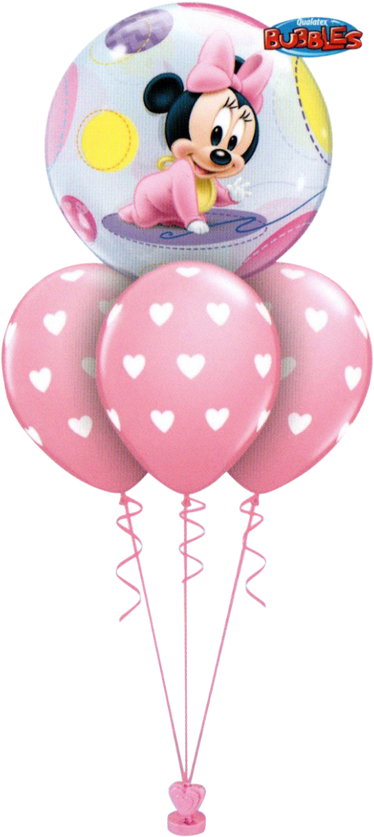 A Pink And White Balloons With A Cartoon Owl On Top PNG