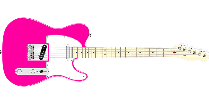 A Pink And White Electric Guitar PNG