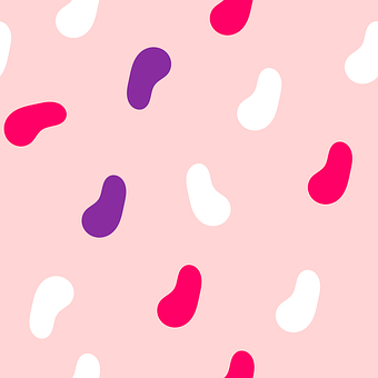 A Pink Background With White And Purple Dots