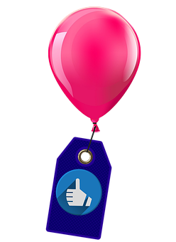 A Pink Balloon With A Blue Tag