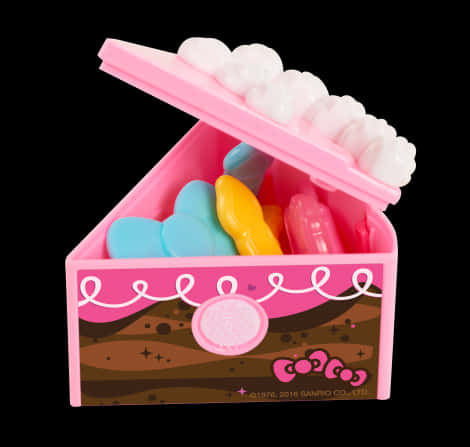 A Pink Box With Candy In It PNG