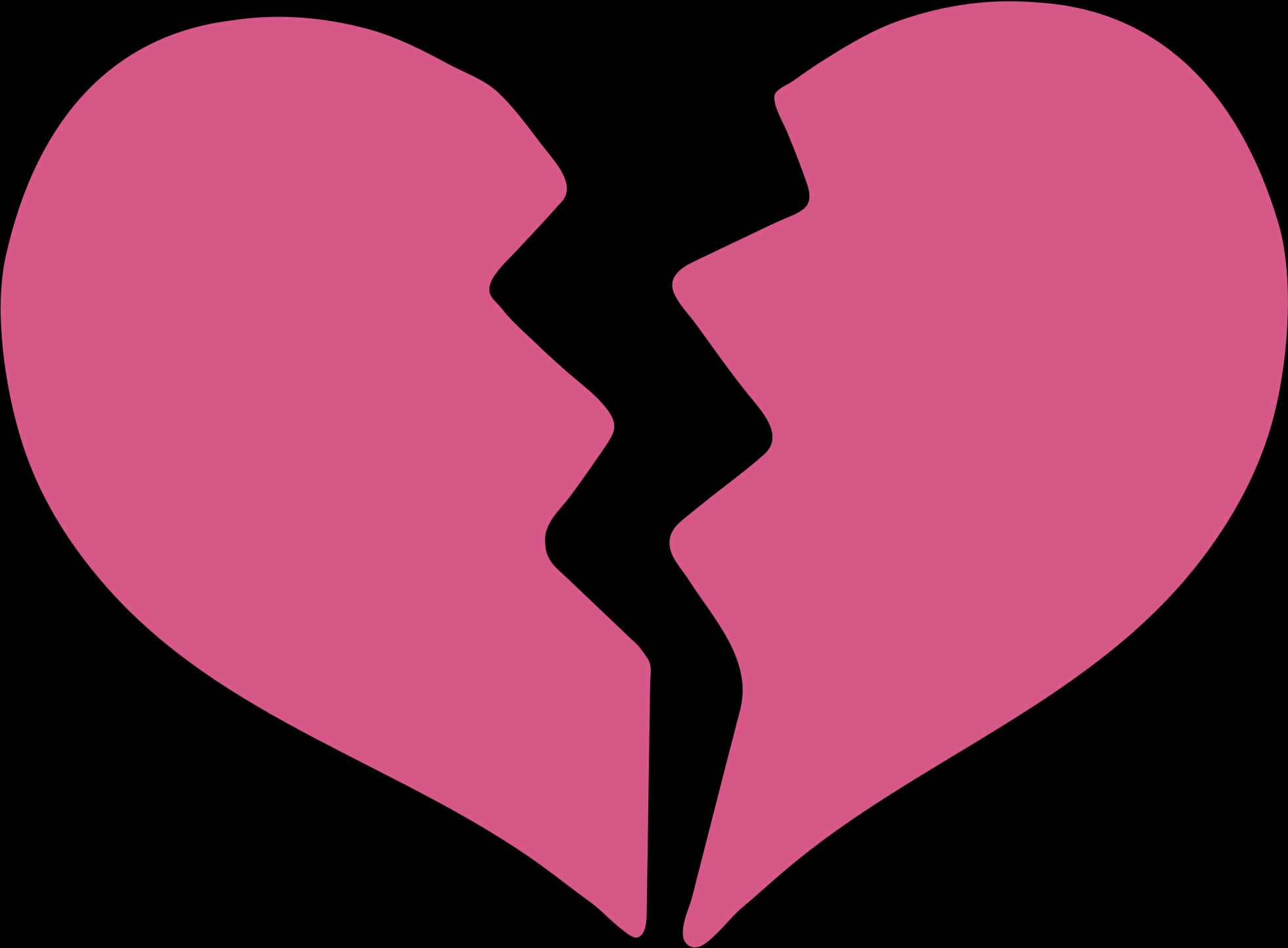 A Pink Broken Heart On A Black Background PNG