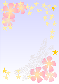 A Pink Flowers And Yellow Stars