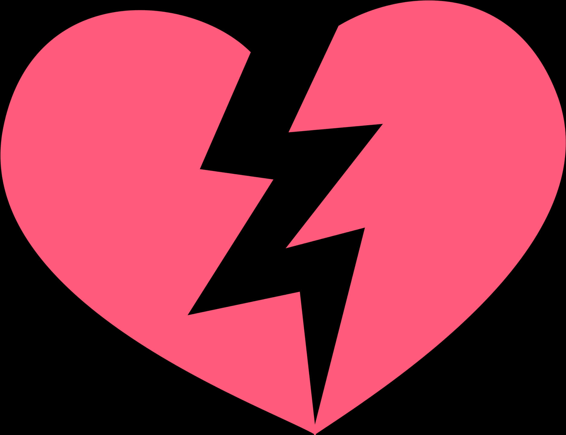 A Pink Heart With A Black Crack In It PNG