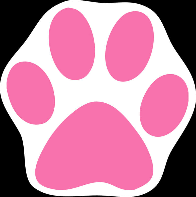 A Pink Paw Print On A Black Background PNG