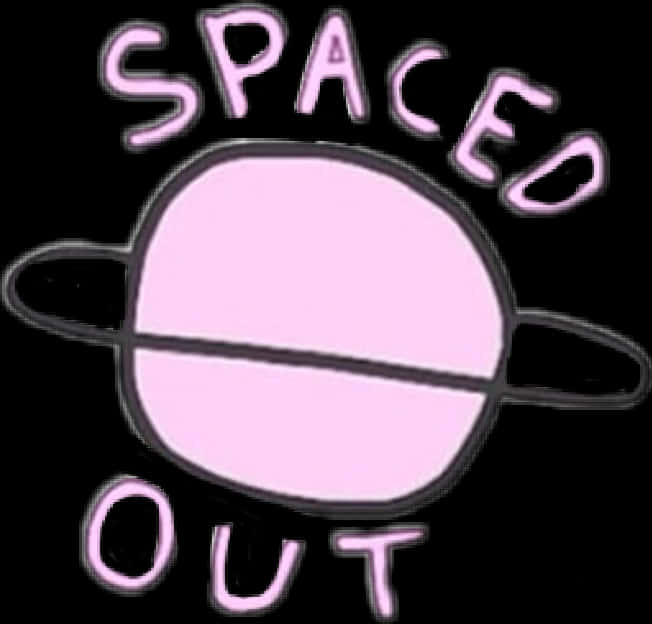 A Pink Planet With Black Text PNG