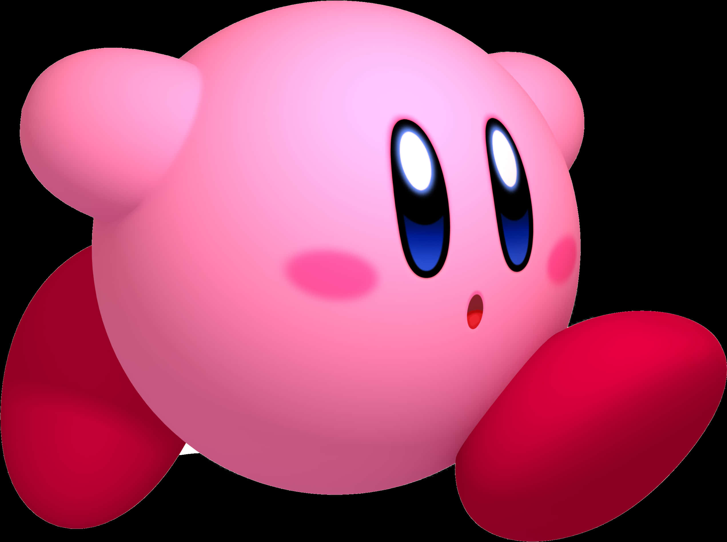 A Pink Round Object With Blue Eyes And Red Arms