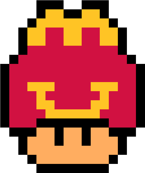 A Pixelated Cartoon Of A Mushroom