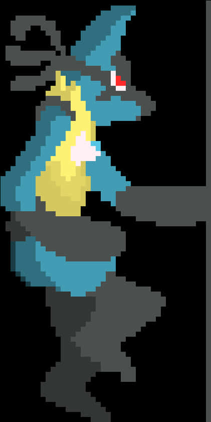 A Pixelated Image Of A Blue And Yellow Animal PNG