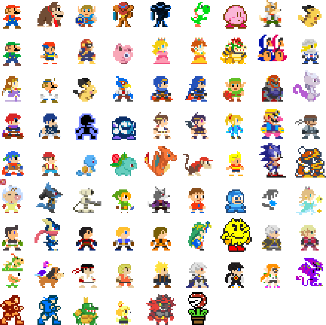 A Pixelated Image Of Characters PNG