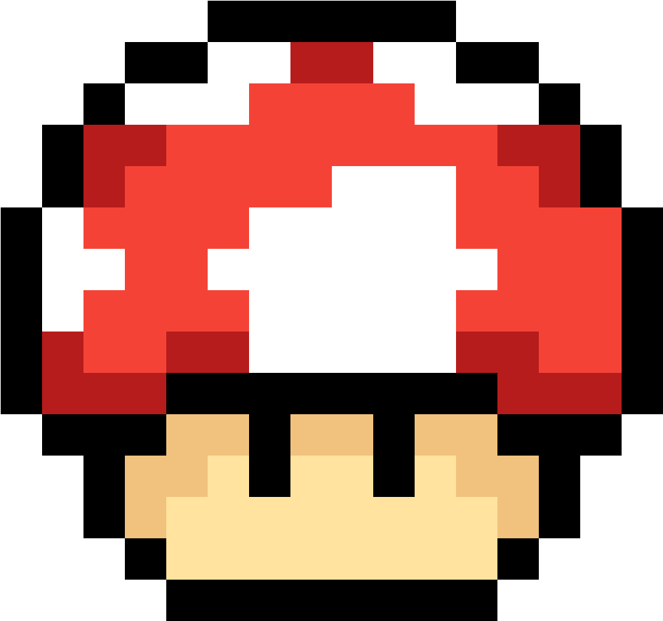 A Pixelated Mushroom With A Black Background PNG