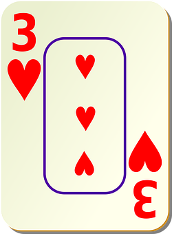 A Playing Card With A Number Of Hearts