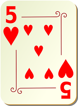 A Playing Card With Red Hearts And Black Border