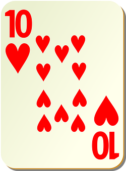 A Playing Card With Red Hearts