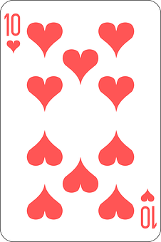 A Playing Card With Red Hearts