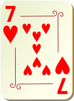 A Playing Card With Seven Hearts PNG