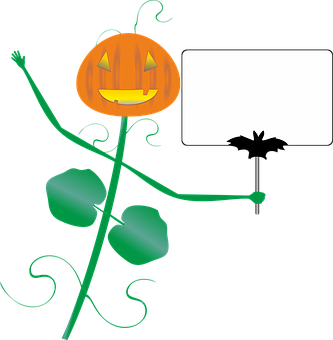 A Pumpkin Plant With A Sign PNG