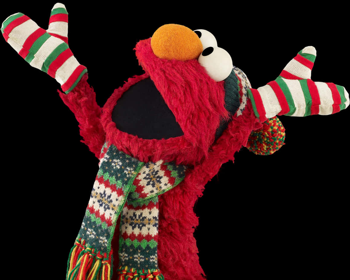A Puppet With A Scarf And Gloves PNG