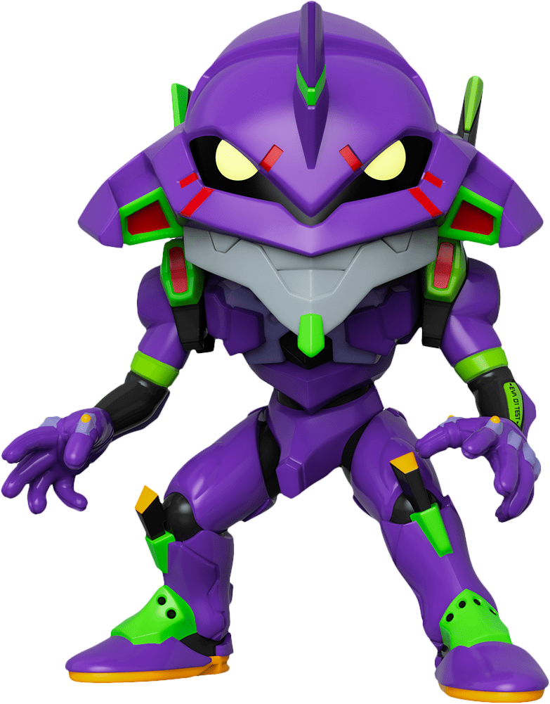 A Purple And Green Robot Toy