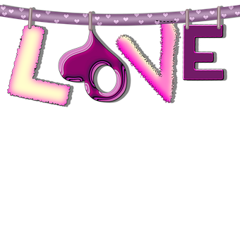 A Purple And Pink Letters And A Heart From A String PNG