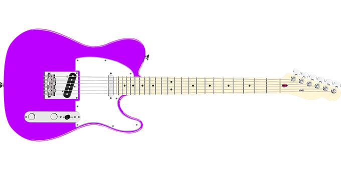 A Purple And White Electric Guitar PNG
