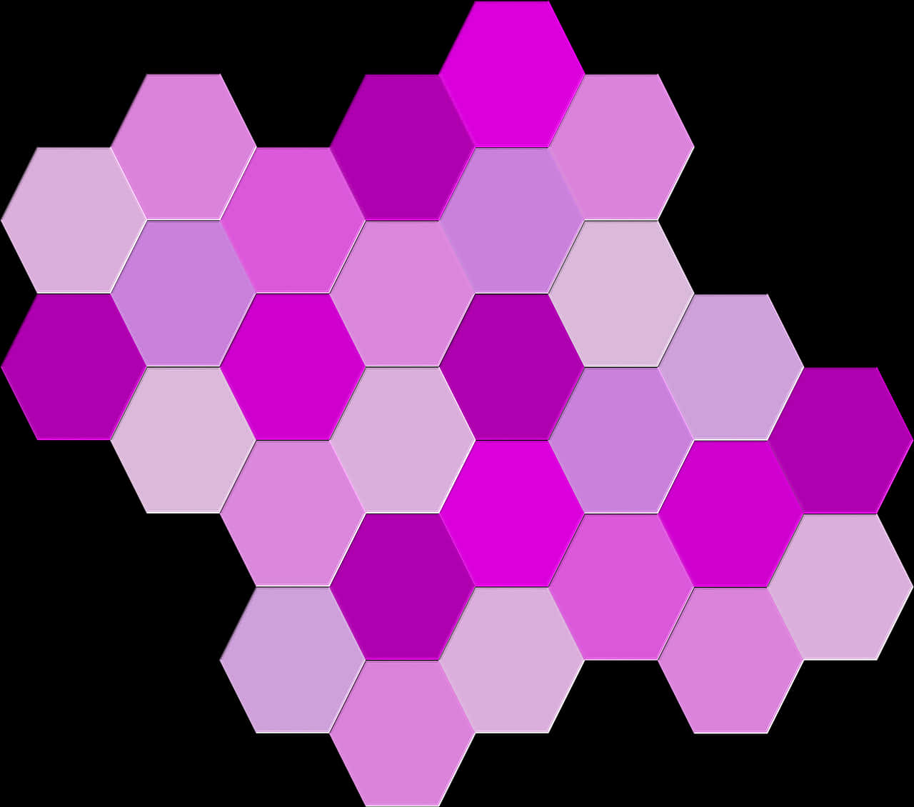 A Purple Hexagons On A Black Background PNG