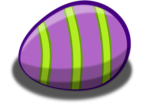 A Purple Oval With Green Stripes