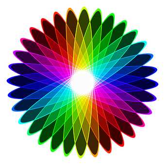 A Rainbow Colored Circle With A White Light