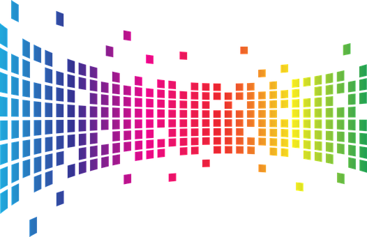 A Rainbow Colored Squares On A Black Background PNG