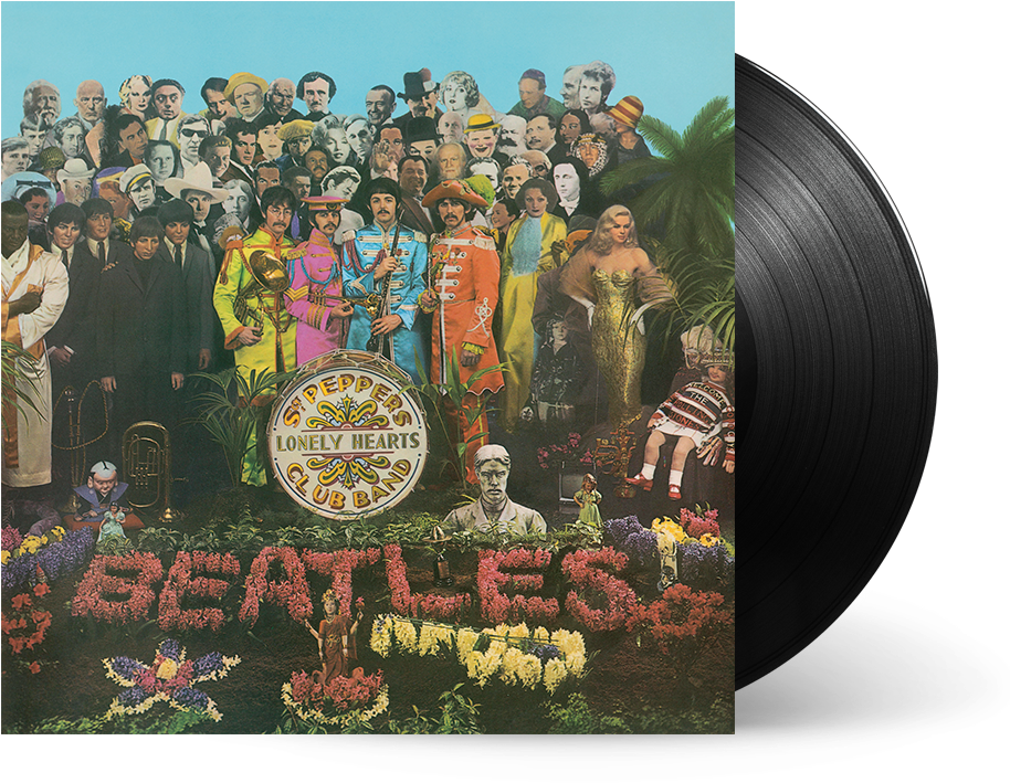 A Record With A Group Of People In Front Of A Black Record