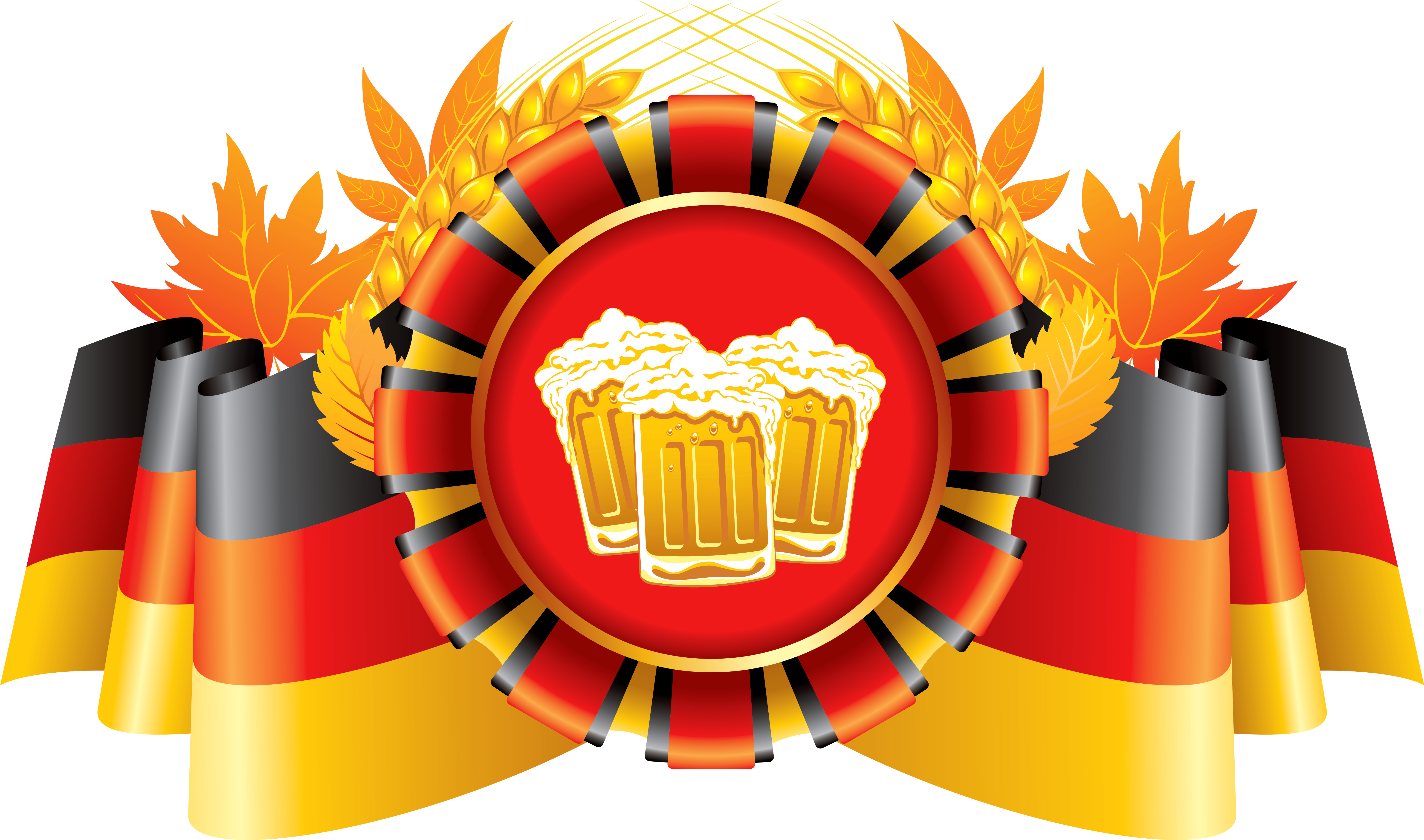 A Red And Black Banner With Two Beer Glasses