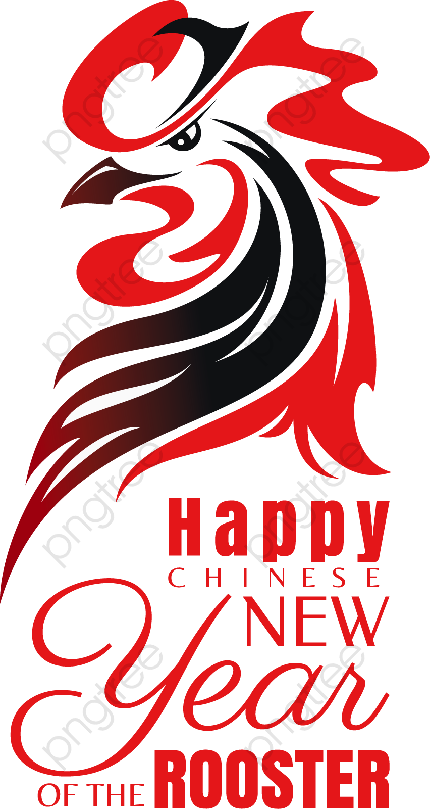 A Red And Black Rooster With Text PNG