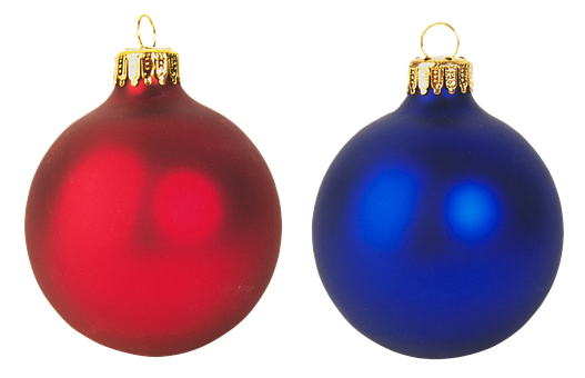 A Red And Blue Christmas Ornaments PNG