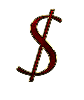 A Red And Gold Dollar Sign PNG