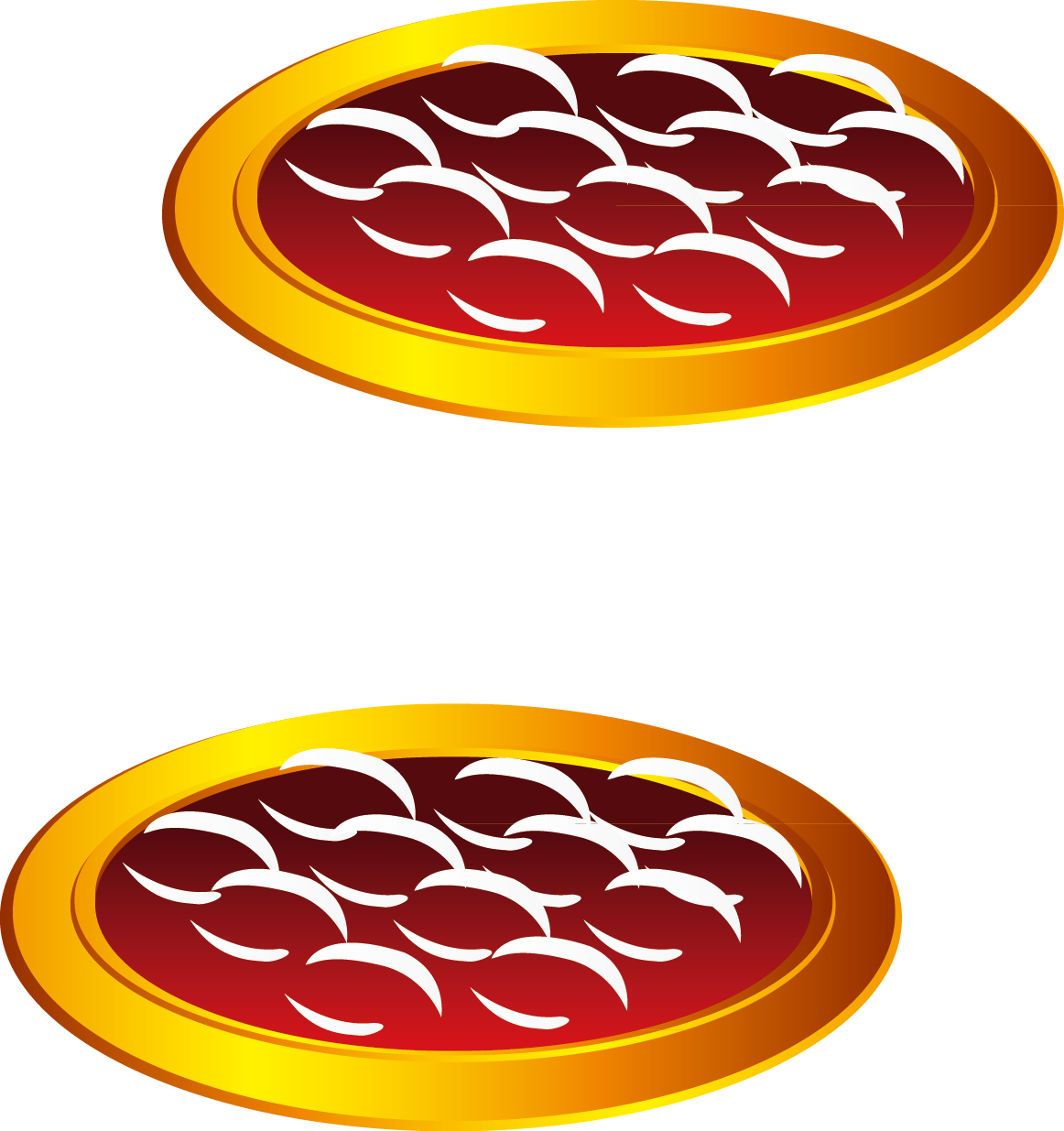 A Red And Gold Pizza PNG
