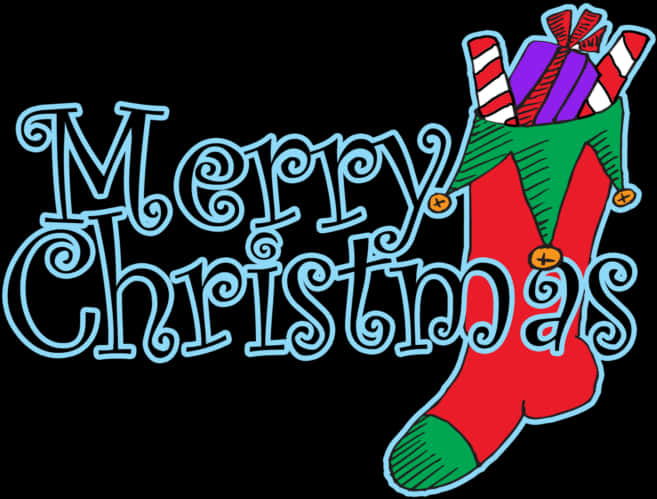 A Red And Green Sock With Presents In It PNG