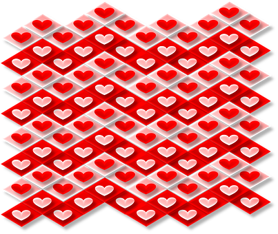 A Red And White Squares With Hearts PNG