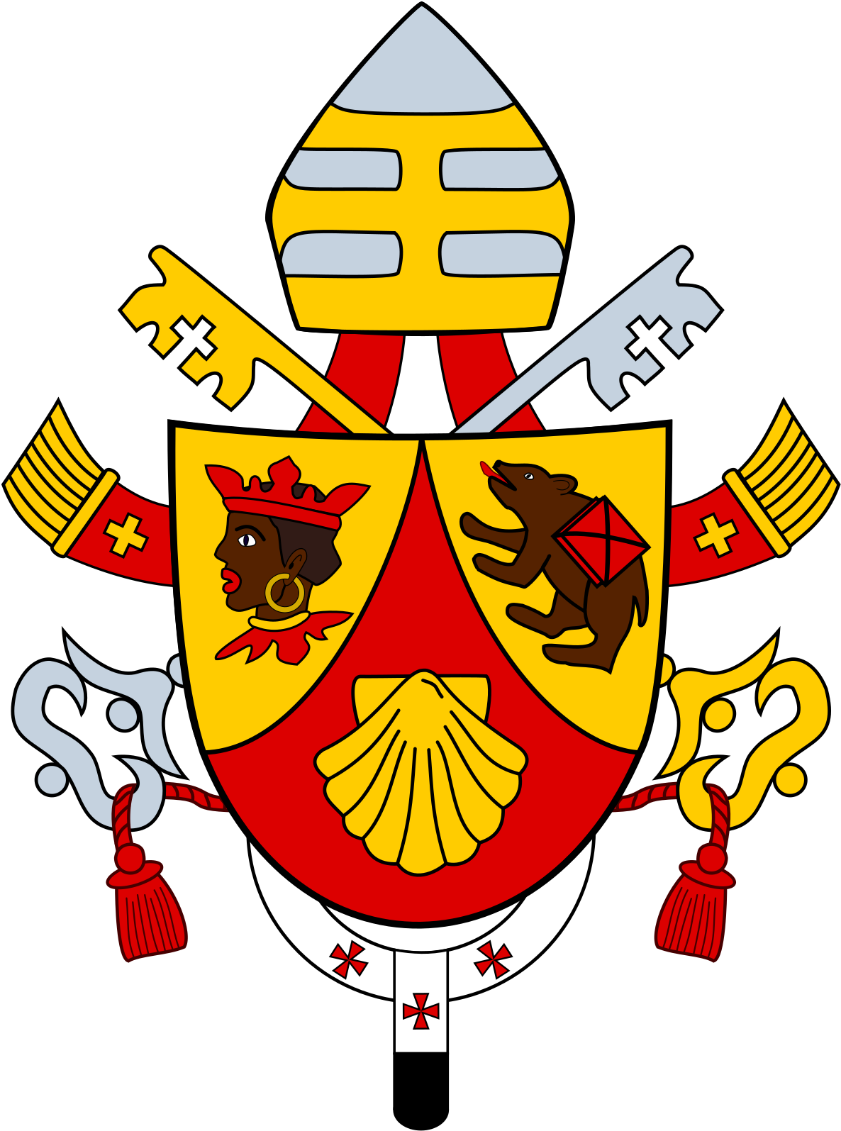 A Red And Yellow Coat Of Arms With Gold And Red Designs PNG