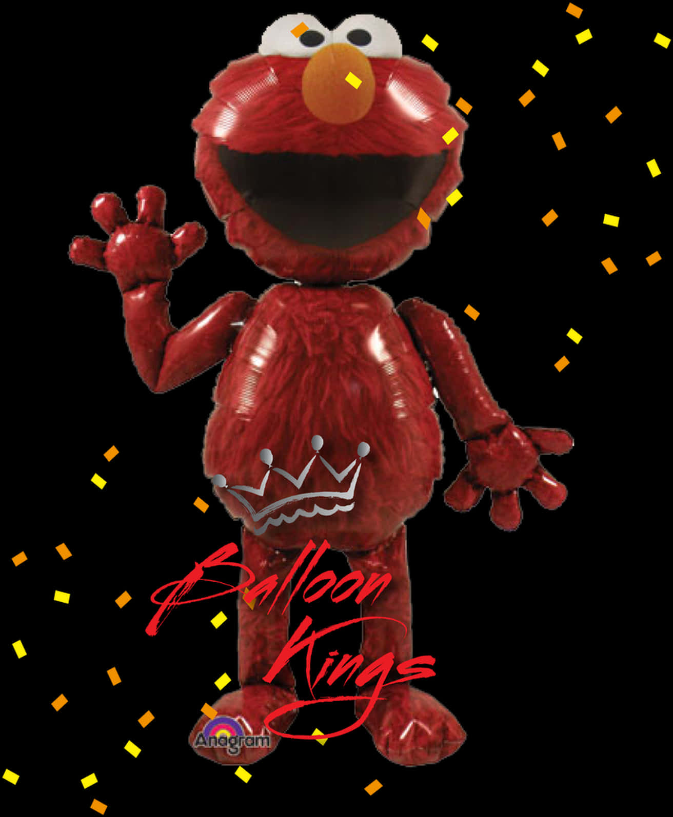 A Red Balloon Character With A Black Background PNG
