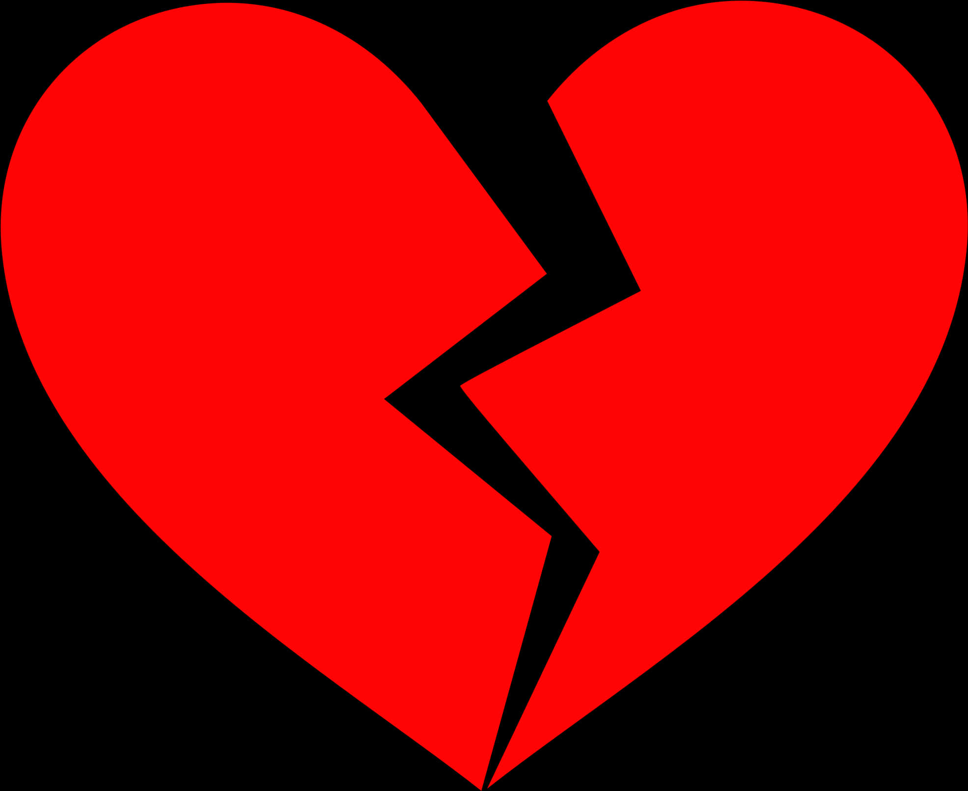 A Red Broken Heart On A Black Background PNG