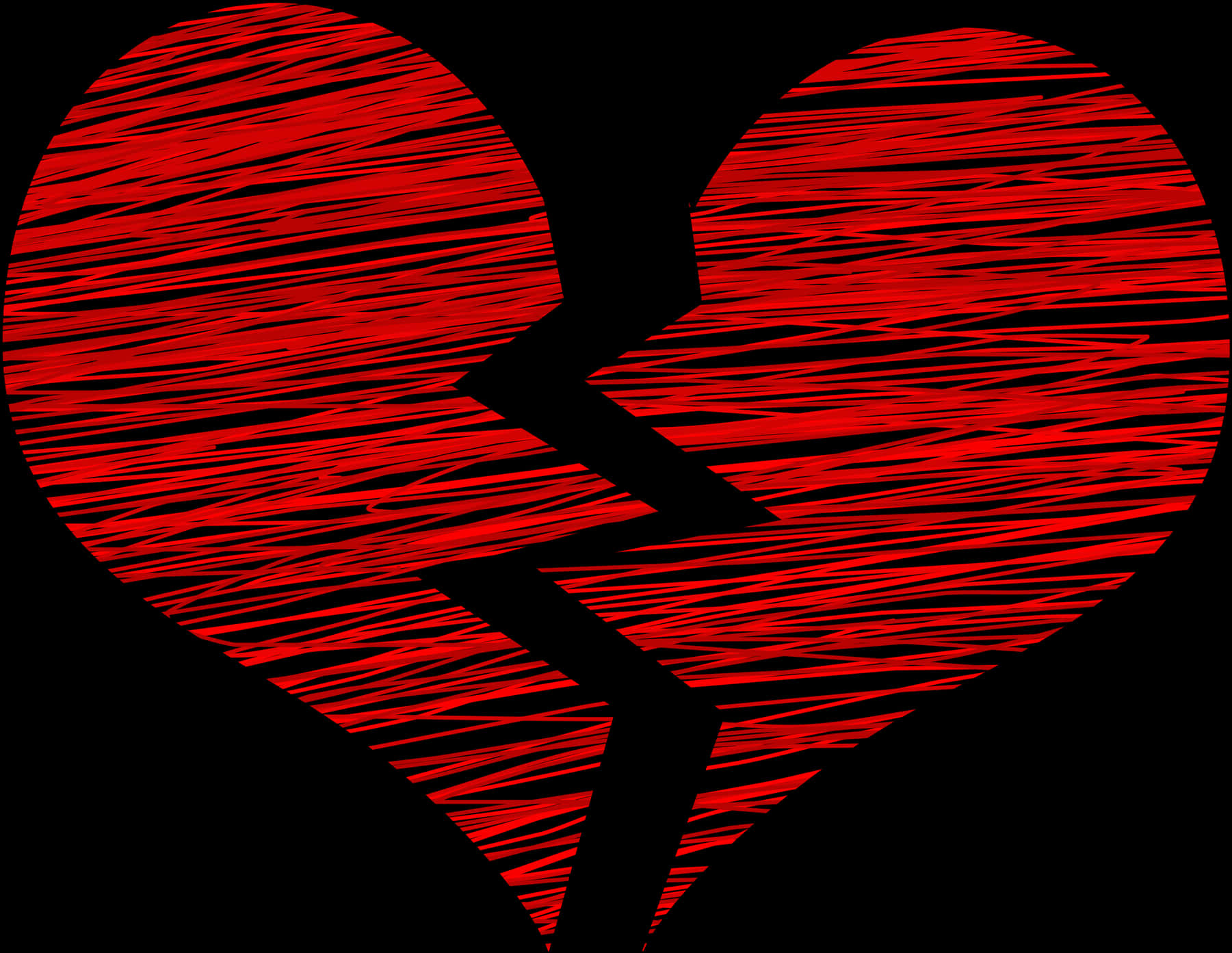 A Red Broken Heart With Black Background PNG