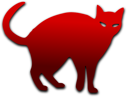 A Red Cat Silhouette On A Black Background
