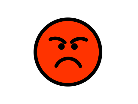 A Red Face With A Sad Face PNG